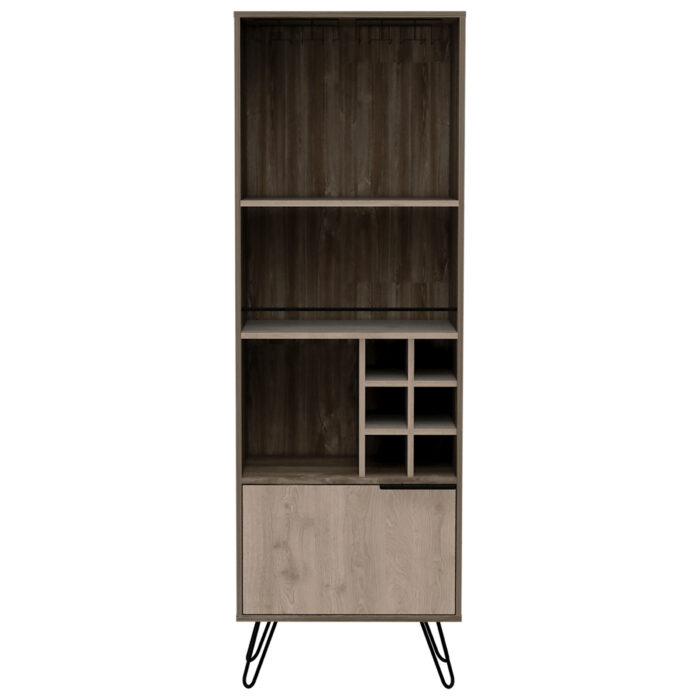 Core Nevada Tall Drinks Cabinet in grey & smoked oak effect-24299