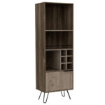 Core Nevada Tall Drinks Cabinet in grey & smoked oak effect-0