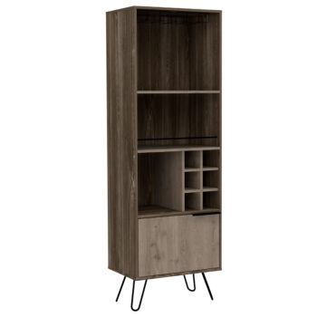 Core Nevada Tall Drinks Cabinet in grey & smoked oak effect-0