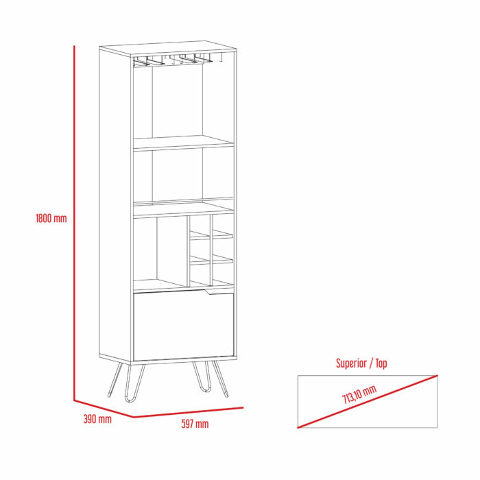 Core Nevada Tall Drinks Cabinet in grey & smoked oak effect-24297