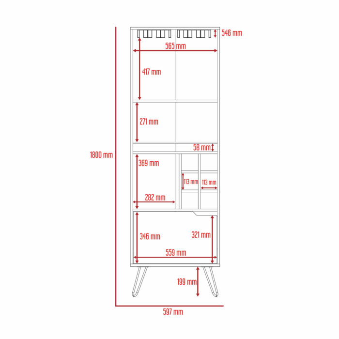 Core Nevada Tall Drinks Cabinet in grey & smoked oak effect-24298