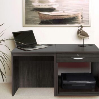 rwhites Small Office Desk Set 1 Single Drawers & Printer Shelf Black Havana-0