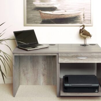 rwhites Small Office Desk Set 1 Single Drawers & Printer Shelf Grey Nebraska-0