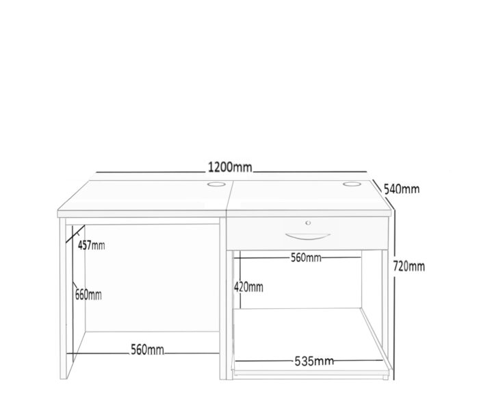 rwhites Small Office Desk Set 1 Single Drawers & Printer Shelf Grey Nebraska-22848
