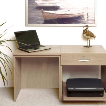 rwhites Small Office Desk Set 1 Single Drawers & Printer Shelf Sandstone-0