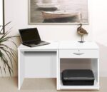 rwhites Small Office Desk Set 1 Single Drawers & Printer Satin White-0