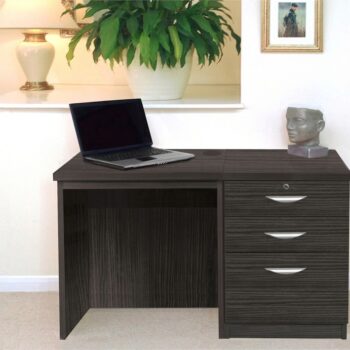 rwhites Small Office Desk Set 2 with 2 plus 1 filing Drawer Pedestal Black Havana-0