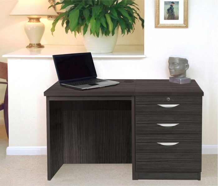 rwhites Small Office Desk Set 2 with 2 plus 1 filing Drawer Pedestal Black Havana-0