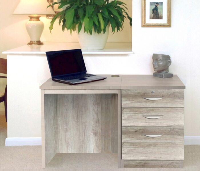 rwhites Small Office Desk Set 2 with 2 plus 1 filing Drawer Pedestal Grey Nebraska-0