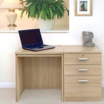 rwhites Small Office Desk Set 2 with 2 plus 1 filing Drawer Pedestal Sandstone-0