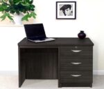 rwhites Small Office Desk Set 3 with 3 Drawer Pedestal Black Havana-0