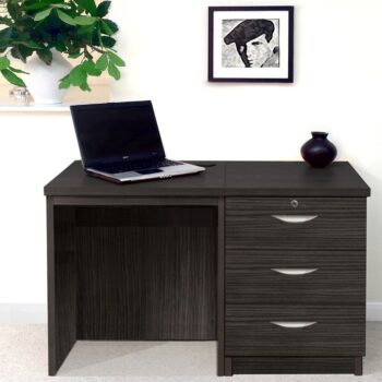 rwhites Small Office Desk Set 3 with 3 Drawer Pedestal Black Havana-0