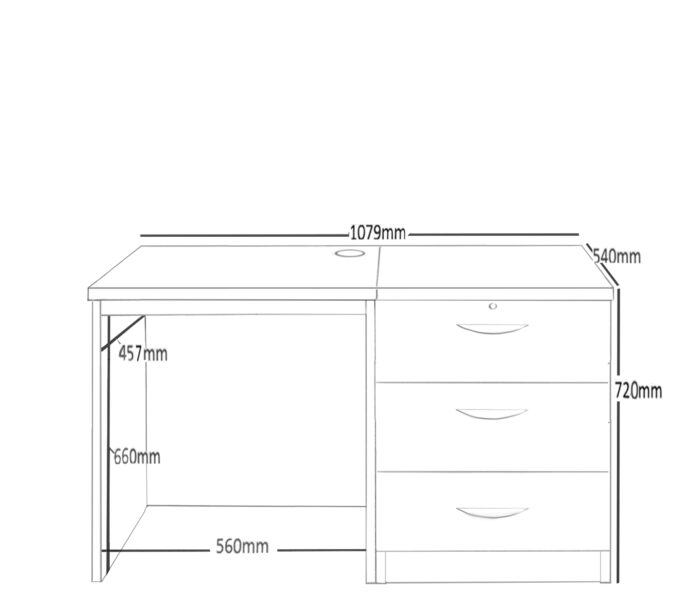 rwhites Small Office Desk Set 3 with 3 Drawer Pedestal Classic Oak-22936