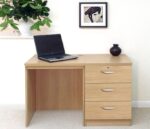 rwhites Small Office Desk Set 3 with 3 Drawer Pedestal Classic Oak-0