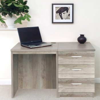 rwhites Small Office Desk Set 3 with 3 Drawer Pedestal Grey Nebraska-0