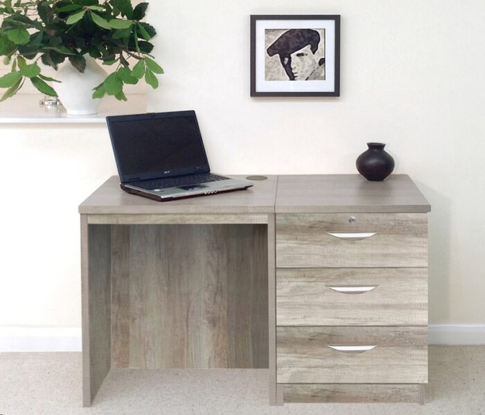 rwhites Small Office Desk Set 3 with 3 Drawer Pedestal Grey Nebraska-0