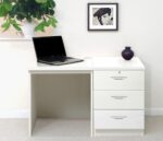 rwhites Small Office Desk Set 3 with 3 Drawer Pedestal Satin White-0