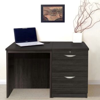 rwhites Small Office Desk Set 4 with 2 filing Drawer Pedestal Black Havana-0
