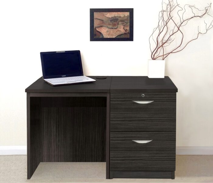 rwhites Small Office Desk Set 4 with 2 filing Drawer Pedestal Black Havana-0