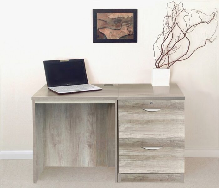 rwhites Small Office Desk Set 4 with 2 filing Drawer Pedestal Grey Nebraska pre-assembled-0