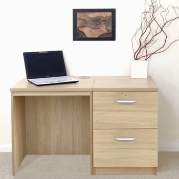 rwhites Small Office Desk Set 4 with 2 filing Drawer Pedestal Sandstone pre-assembled-0