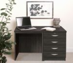 rwhites Small Office Desk Set 5 with 4 Drawer Pedestal Black Havana pre-assembled-0