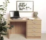 rwhites Small Office Desk Set 5 with 4 Drawer Pedestal Classic Oak pre-assembled-0