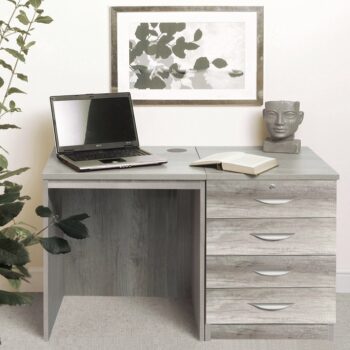 rwhites Small Office Desk Set 5 with 4 Drawer Pedestal Grey Nebraska pre-assembled-0