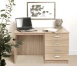 rwhites Small Office Desk Set 5 with 4 Drawer Pedestal sandstone Pre-assembled-0