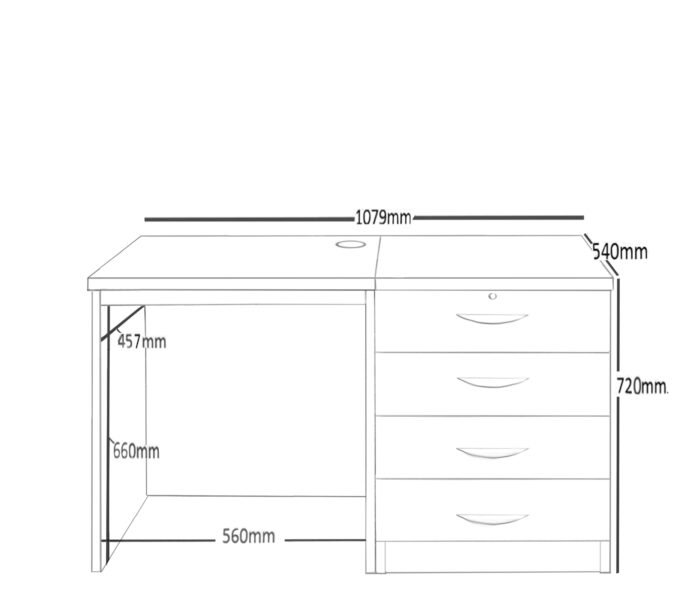 rwhites Small Office Desk Set 5 with 4 Drawer Pedestal Grey Nebraska pre-assembled-23104
