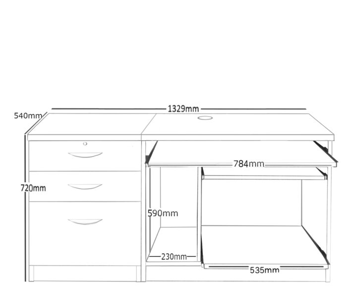 rwhites Set 6 Small Computer Desk with 2 plus 1 filing Drawer Pedestal Satin White - pre-assembled-23115