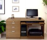 rwhites Small Computer Desk Set 6 with 2 plus 1 filing Drawer Pedestal English Oak - Pre-assembled-0