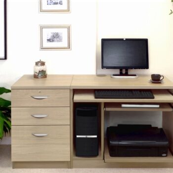 rwhites Set 6 Small Computer Desk with 2 plus 1 filing Drawer Pedestal Sandstone - pre assembled-0