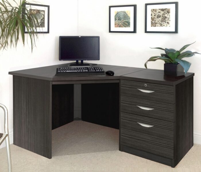 rwhites Set 7 Corner Desk with 2 plus 1 filing Drawer Pedestal Black Havana - Pre-Assembled-0