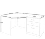 rwhites Set 7 Corner Desk with 2 plus 1 filing Drawer Pedestal Satin White - Pre-assembled-23160