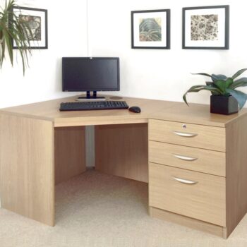 rwhites Set 7 Corner Desk with 2 plus 1 filing Drawer Pedestal Classic Oak - pre-assembled-0