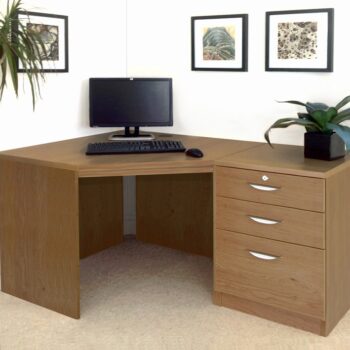 rwhites Set 7 Corner Desk with 2 plus 1 filing Drawer Pedestal English Oak - Pre assembled-0