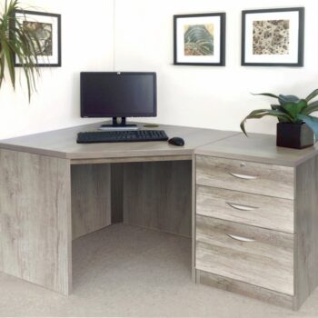 rwhites Set 7 Corner Desk with 2 plus 1 filing Drawer Pedestal Grey Nebraska - Pre assembled-0