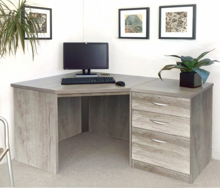rwhites Set 7 Corner Desk with 2 plus 1 filing Drawer Pedestal Grey Nebraska - Pre assembled-0