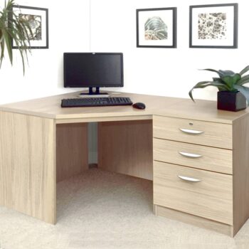 rwhites Set 7 Corner Desk with 2 plus 1 filing Drawer Pedestal Sandstone - pre-assembled-0