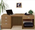 rwhites Set 8 Desk with Printer Storage & 3 drawer Pedestal English Oak - Pre-assembled-0