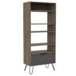 Core Vegas display bookcase with door in bleached oak-0