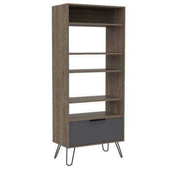 Core Vegas display bookcase with door in bleached oak-0