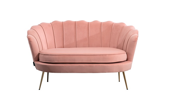 Birlea Ariel 2 Seater Sofa in Coral Pink soft touch fabric with Gold Legs-24605