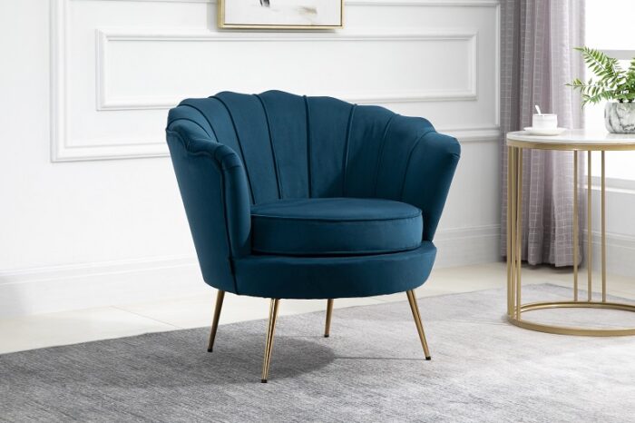 Birlea Ariel 1 Seat Accent Chair in Blue soft touch fabric with Gold Legs-24688