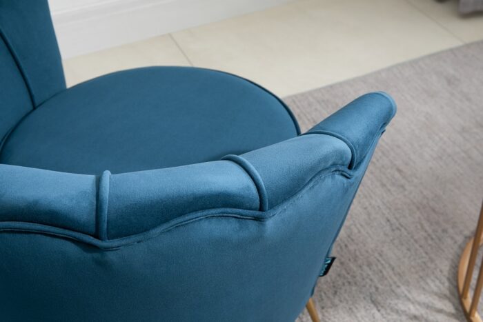 Birlea Ariel 1 Seat Accent Chair in Blue soft touch fabric with Gold Legs-24687