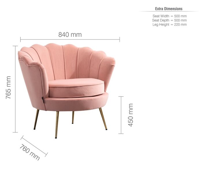 Birlea Ariel 1 Seat Accent Chair in Coral Pink soft touch fabric with Gold Legs-24636