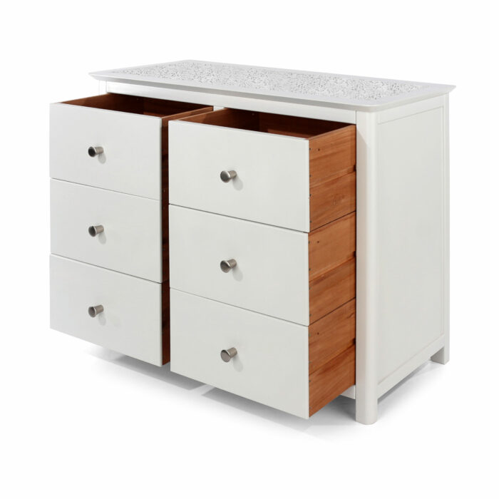 Core Stirling 3+3 dr wide chest in stone white-24601