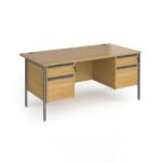 DAMS Contract 25 straight desk with 2 and 2 drawer pedestals and graphite H-Frame leg-26884