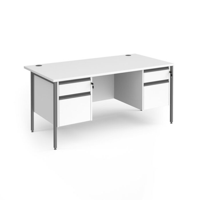 DAMS Contract 25 straight desk with 2 and 2 drawer pedestals and graphite H-Frame leg-26886